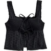 image:imageMakeMeChic Womens Eyelet Embroidery Tank Crop Tops Bow Tie Front Pleated Summer ShirtBlack