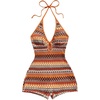 image:imageMakeMeChic Womens Halter Short Rompers Summer One Piece Jumpsuits Backless ShapewearStriped Multicolor