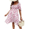 image:imageMakeMeChic Womens Maternity Dress Summer Beach Sundress Floral Puff Sleeve Baby Shower DressPink a