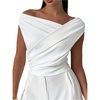 image:imageMakeMeChic Womens Off The Shoulder Tops Summer Blouses Asymmetrical Dressy TopsWhite
