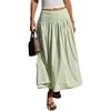 image:imageMakeMeChic Womens Plaid Gingham Maxi Skirt Low Waist Flowy Long SkirtsGreen