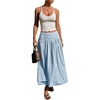 image:imageMakeMeChic Womens Plaid Gingham Maxi Skirt Low Waist Flowy Long SkirtsLight Blue
