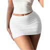 image:imageMakeMeChic Womens Plus Size Black Mini Skirts Summer Ruched High Waisted Sexy Bodycon Short SkirtsWhite