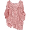 image:imageMakeMeChic Womens Plus Size Crochet Boho Tops Summer Vacation Beach Cover Ups SweaterPink