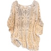 image:imageMakeMeChic Womens Plus Size Crochet Boho Tops Summer Vacation Beach Cover Ups SweaterPlus Beige