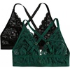 image:imageMakeMeChic Womens Plus Size Lace Bralette Front Closure Bras Wireless Deep V Triangle Sexy Lace BraBlackGreen