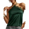 image:imageMakeMeChic Womens Satin Halter Tops Silk Lace Trim Tie Backless Going Out Tank TopGreen