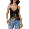 image:imageMakeMeChic Womens Sequin Halter Tops Y2K Going Out Floral Tank Tops Backless Sleeveless Crop TopsBlack and Gold