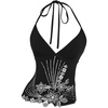 image:imageMakeMeChic Womens Sequin Halter Tops Y2K Going Out Floral Tank Tops Backless Sleeveless Crop TopsBlack and Silver
