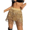 image:imageMakeMeChic Womens Sequin Skirt Sparkle Dance Concert Outfits Fringe Cowgirl Party Mini SkortsGold
