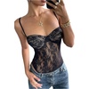 image:imageMakeMeChic Womens Summer Lace Tops Mesh Sheer Backless Bodysuit Going Out Y2K Leotards Tank TopsBlack