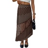 image:imageMakeMeChic Womens Summer Midi Skirts Boho Floral Lace Polka Dots Asymmetrical Ruffle SkirtCoffee Brown