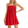 image:imageMakeMeChic Womens Sundress Beach Dress Sleeveless Ruffle Swing Shirred Casual Flowy Babydoll Summer Mini DressesRed