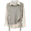image:imageMakeMeChic Womens Sweater Vest Knit Sleeveless Metal Button Retro Vintage TopsGrey