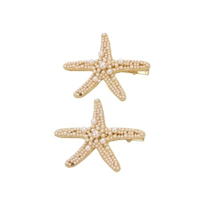 image:imageMAKEMECHIC Womens 23 Pcs Starfish Hair Clips Pearl Barrettes Hairpins Summer Beach Hair Accessories Gold OneSizeGold