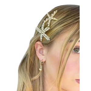 image:imageMAKEMECHIC Womens 23 Pcs Starfish Hair Clips Pearl Barrettes Hairpins Summer Beach Hair Accessories Gold OneSizeMulticolor