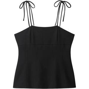 image:imageMAKEMECHIC Womens Sleeveless Cami Top Tie Shoulder Spaghetti Strap Backless Summer Y2K Crop TopsBlack