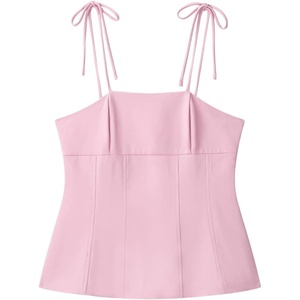 image:imageMAKEMECHIC Womens Sleeveless Cami Top Tie Shoulder Spaghetti Strap Backless Summer Y2K Crop TopsPink