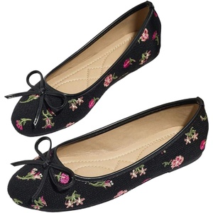 image:imageMakeMeChic Womens Bow Knot Polka Dots Ballet Flat Lace Mesh Beaded Closed Toe Summer Wedding ShoesBlack and Pink