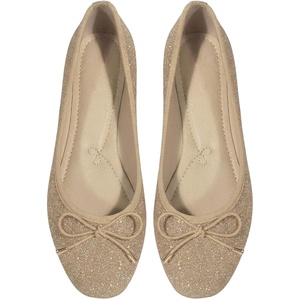 image:imageMakeMeChic Womens Bow Knot Polka Dots Ballet Flat Lace Mesh Beaded Closed Toe Summer Wedding ShoesChampagne