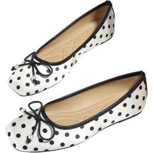 image:imageMakeMeChic Womens Bow Knot Polka Dots Ballet Flat Lace Mesh Beaded Closed Toe Summer Wedding ShoesWhite