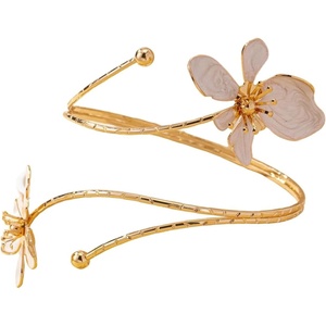 image:imageMakeMeChic Womens Bracelets Arm Cuff Upper Arm Flower Gold Bangles JewelryBeige Flower