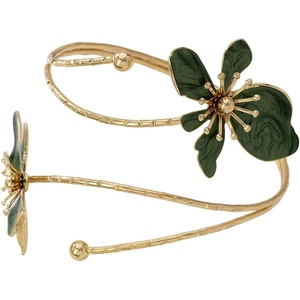 image:imageMakeMeChic Womens Bracelets Arm Cuff Upper Arm Flower Gold Bangles JewelryFlower Green