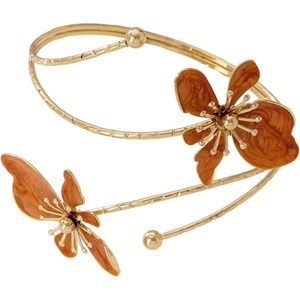 image:imageMakeMeChic Womens Bracelets Arm Cuff Upper Arm Flower Gold Bangles JewelryFlower Orange