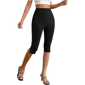 image:imageMakeMeChic Womens Capri Pants High Waisted Elastic Leggings Casual Yoga Going Out Dressy Capri PantsBlack
