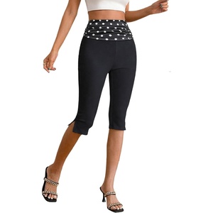 image:imageMakeMeChic Womens Capri Pants High Waisted Elastic Leggings Casual Yoga Going Out Dressy Capri PantsPolka Dots Black