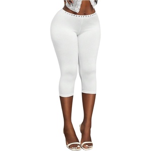image:imageMakeMeChic Womens Capri Pants High Waisted Elastic Leggings Casual Yoga Going Out Dressy Capri PantsWhite C