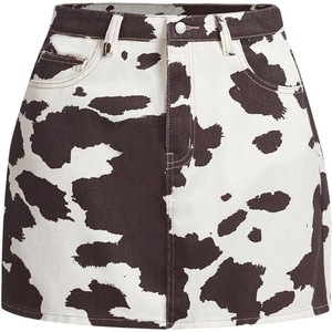 image:imageMakeMeChic Womens Cow Print Denim Skirt Mid Waist Y2k Cowgirl Jean Mini SkirtsMulticolor