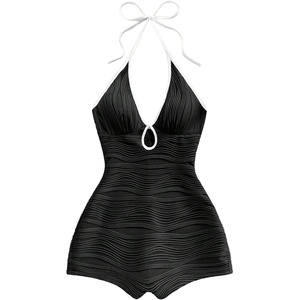image:imageMakeMeChic Womens Halter Short Rompers Summer One Piece Jumpsuits Backless ShapewearBlack