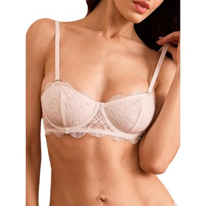 image:imageMakeMeChic Womens Lace Bralettes Balconette Spaghetti Strap Sexy Underwire Lingerie BraWhite
