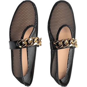 image:imageMakeMeChic Womens Lace Mesh Ballet Flats Comfortable Summer Dressy Flats Square Closed Toe ShoesBlack C