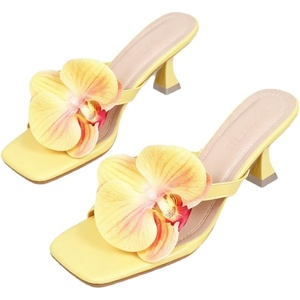 image:imageMakeMeChic Womens Open Toe Floral Kitten Heels Flower Summer Beach SandalsTropical Flower Yellow