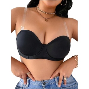 image:imageMakeMeChic Womens Plus Size Underwire Backless Bra with Clear Invisible StrapBlack