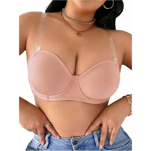 image:imageMakeMeChic Womens Plus Size Underwire Backless Bra with Clear Invisible StrapPink