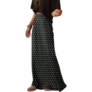 image:imageMakeMeChic Womens Polka Dots Maxi Skirt High Waisted A Line Flowy Long SkirtsBlack