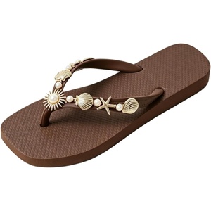 image:imageMakeMeChic Womens Seashell Starfish Summer Beach Shoes Open Toe Boho Flip Flops Flat SandalsCoffee Brown