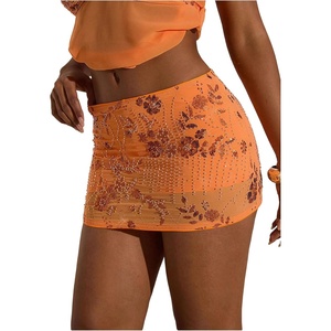 image:imageMakeMeChic Womens Sequin Mini Skirt Y2K Sparkly Micro Pencil SkirtOrange