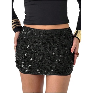 image:imageMakeMeChic Womens Sequin Sparkle Mini Skirt Glitter Low Waist Party Y2k Bodycon SkirtsBlack