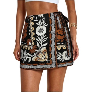 image:imageMakeMeChic Womens Summer Boho Wrap Mini Skirt Beach Vacation Short SkirtsBoho Black Floral