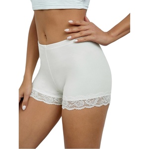 image:imageMakeMeChic Womens Summer Lace Trim Shorts Biker Seamless Panties Slip Under Short BoyshortsWhite