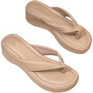 image:imageMakeMeChic Womens Summer PU Leather Toe Post Platform Sandals Flip Flops ShoesKhaki