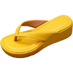 image:imageMakeMeChic Womens Summer PU Leather Toe Post Platform Sandals Flip Flops ShoesYellow