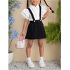 image:imageMakeMeChic Toddler Baby Girls 2 Piece Cute Outfits Cap Sleeve Collared Button Down Shirt and Denim Overall Skirt SetsBlack