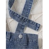 image:imageMakeMeChic Toddler Baby Girls 2 Piece Cute Outfits Cap Sleeve Collared Button Down Shirt and Denim Overall Skirt SetsDark Blue