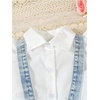 image:imageMakeMeChic Toddler Baby Girls 2 Piece Cute Outfits Cap Sleeve Collared Button Down Shirt and Denim Overall Skirt SetsLight Blue