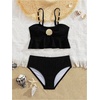 image:imageMakeMeChic Toddler Girls Two Piece Swimsuit Seashell Ruffle Textured Beach Bikini SetBlack